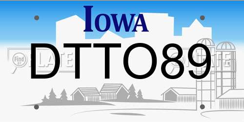 DTTO89 Iowa License Plate