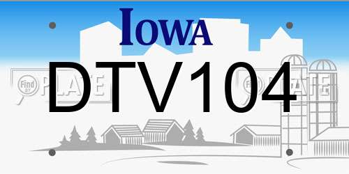 DTV104 Iowa License Plate