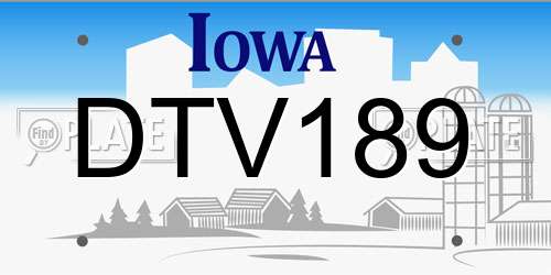 DTV189 Iowa License Plate