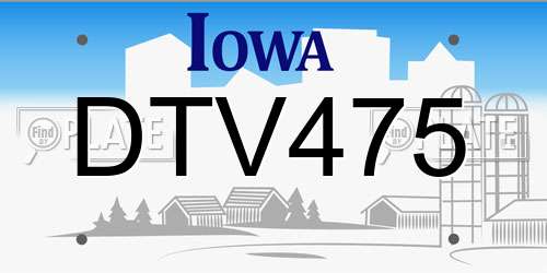 DTV475 Iowa License Plate
