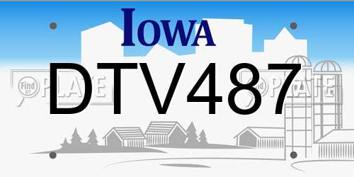 DTV487 Iowa License Plate