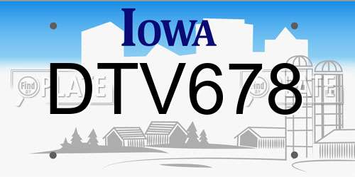 DTV678 Iowa License Plate