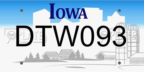 DTW093 Iowa License Plate
