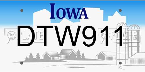 DTW911 Iowa License Plate