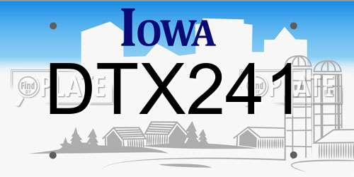 DTX241 Iowa License Plate