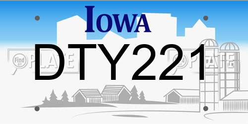 DTY221 Iowa License Plate