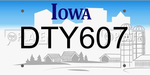 DTY607 Iowa License Plate