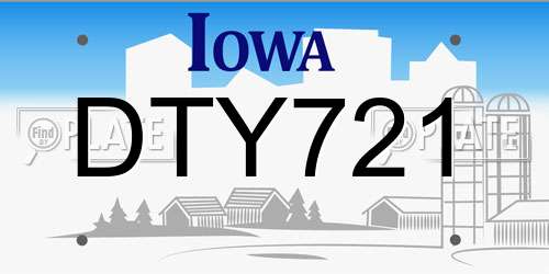 DTY721 Iowa License Plate