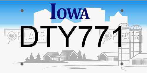 DTY771 Iowa License Plate