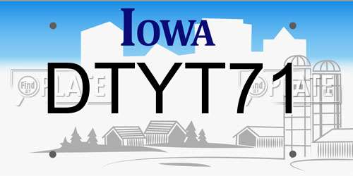 DTYT71 Iowa License Plate