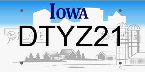 DTYZ21 Iowa License Plate
