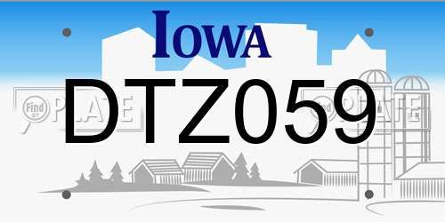 DTZ059 Iowa License Plate
