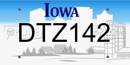 DTZ142 Iowa License Plate