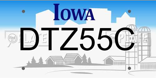 DTZ55C Iowa License Plate