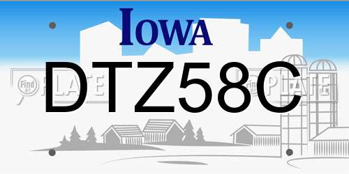 DTZ58C Iowa License Plate
