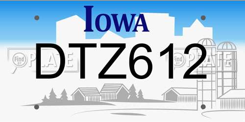 DTZ612 Iowa License Plate