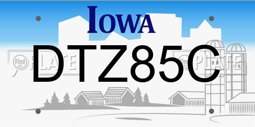 DTZ85C Iowa License Plate