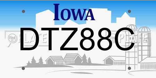 DTZ88C Iowa License Plate