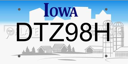 DTZ98H Iowa License Plate