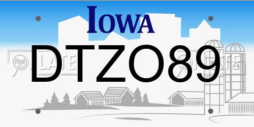 DTZO89 Iowa License Plate