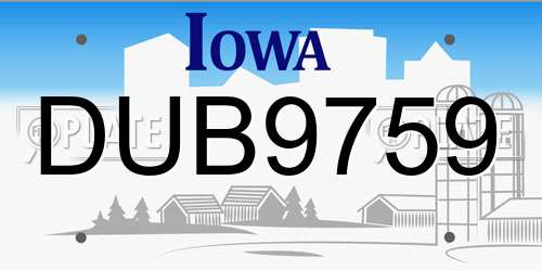 DUB9759 Iowa License Plate