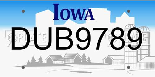 DUB9789 Iowa License Plate