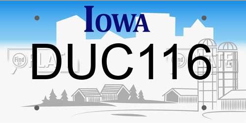DUC116 Iowa License Plate