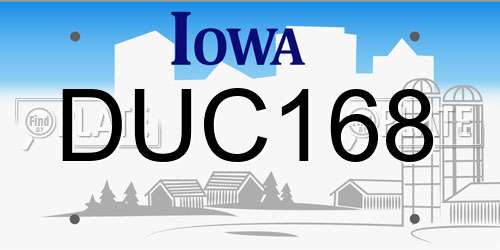 DUC168 Iowa License Plate