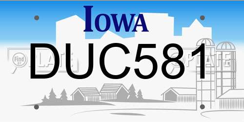 DUC581 Iowa License Plate