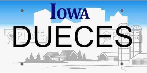 DUECES Iowa License Plate