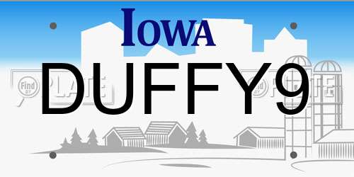 DUFFY9 Iowa License Plate