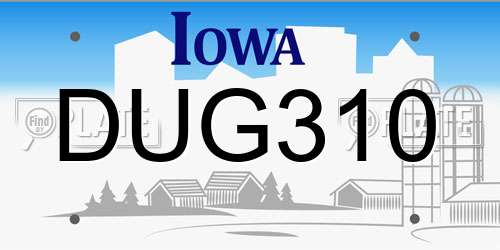 DUG310 Iowa License Plate