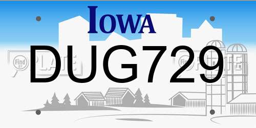 DUG729 Iowa License Plate