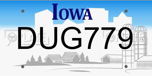 DUG779 Iowa License Plate