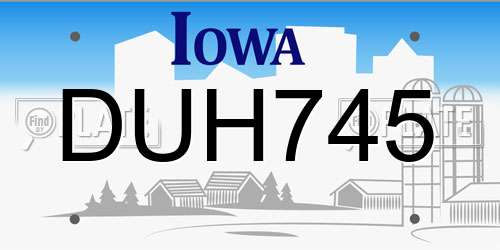 DUH745 Iowa License Plate