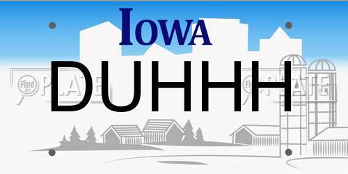 DUHHH Iowa License Plate