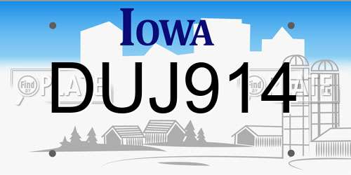 DUJ914 Iowa License Plate