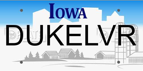 DUKELVR Iowa License Plate