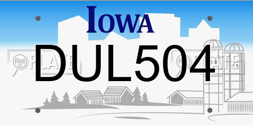 DUL504 Iowa License Plate
