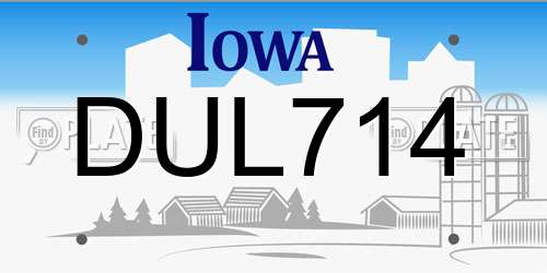 DUL714 Iowa License Plate