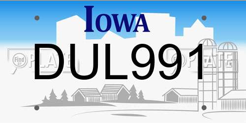 DUL991 Iowa License Plate