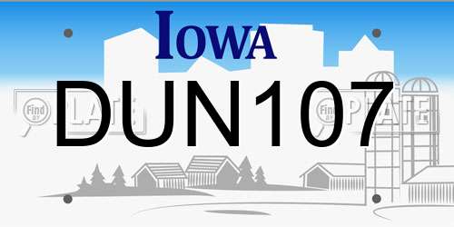 DUN107 Iowa License Plate