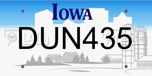 DUN435 Iowa License Plate