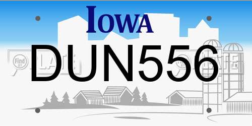 DUN556 Iowa License Plate