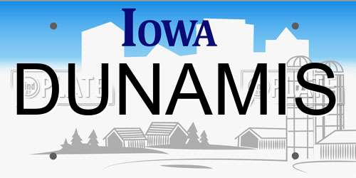 DUNAMIS Iowa License Plate