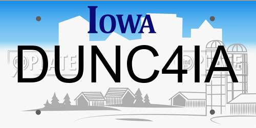 DUNC4IA Iowa License Plate