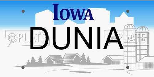 DUNIA Iowa License Plate