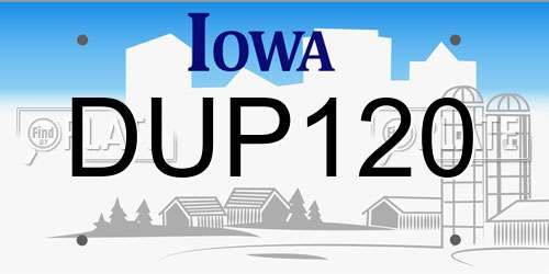 DUP120 Iowa License Plate