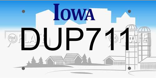 DUP711 Iowa License Plate