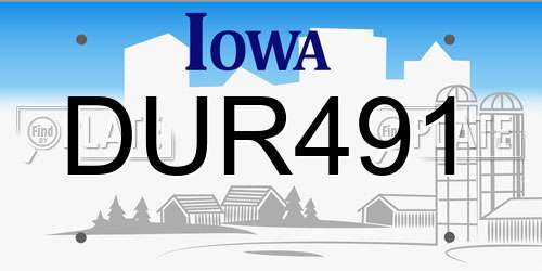 DUR491 Iowa License Plate